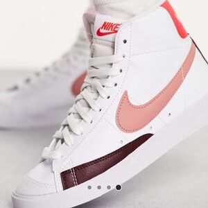 Nike Women's White and Pink High-Top Sneakers